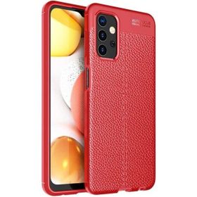 Teleplus Samsung Galaxy A32 4g Deri Dokulu Kırmızı Silikon Cep Telefonu Kılıf