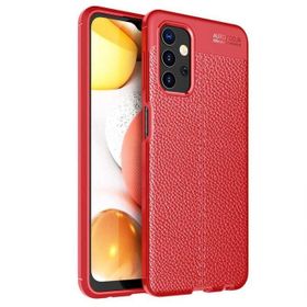 Teleplus Samsung Galaxy A32 4g Deri Dokulu Kırmızı Silikon Cep Telefonu Kılıf