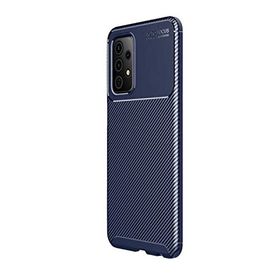 Teleplus Samsung Galaxy A52S 5G Negro Karbon Dokulu Silikon Lacivert Kılıf + Nano Ekran Koruyucu