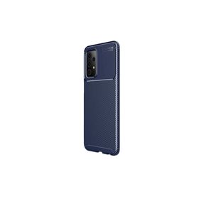Teleplus Samsung Galaxy A52S 5G Negro Karbon Dokulu Silikon Lacivert Kılıf + Nano Ekran Koruyucu