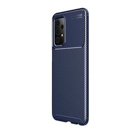 Teleplus Samsung Galaxy A52S 5G Negro Karbon Dokulu Silikon Lacivert Kılıf + Nano Ekran Koruyucu
