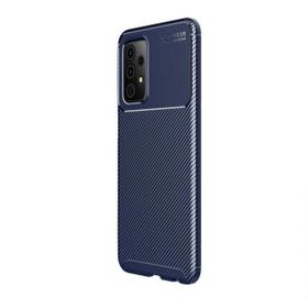 Teleplus Samsung Galaxy A52S 5G Negro Karbon Dokulu Silikon Lacivert Kılıf + Nano Ekran Koruyucu