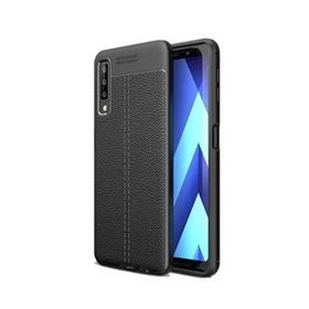 Teleplus Samsung Galaxy A70 Deri Dokulu Siyah Silikon Kılıf