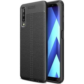 Teleplus Samsung Galaxy A70 Deri Dokulu Siyah Silikon Kılıf