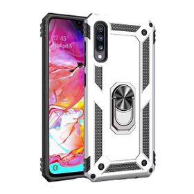 Teleplus Samsung Galaxy A70 Vega Yüzüklü Tank Kapak Nano Ekran Koruyucu Gümüş Kılıf
