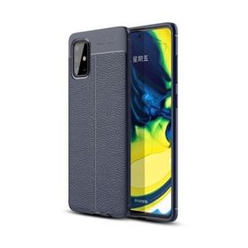 Teleplus Samsung Galaxy A71 Deri Dokulu Siyah Silikon Cep Telefonu Kılıf