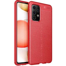 Teleplus Samsung Galaxy A72 Deri Dokulu Kırmızı Silikon Cep Telefonu Kılıf