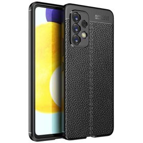Teleplus Samsung Galaxy A73 Kamera Korumalı Deri Dokulu Silikon Lacivert Kılıf