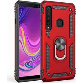 Teleplus Samsung Galaxy A9 2018 Vega Yüzüklü Tank Kapak Kırmızı Kılıf