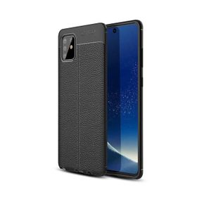 Teleplus Samsung Galaxy A91 Deri Dokulu Kırmızı Silikon Kılıf