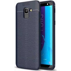 Teleplus Samsung Galaxy J6 Deri Dokulu Lacivert Silikon Kılıf