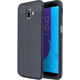 Teleplus Samsung Galaxy J6 Deri Dokulu Lacivert Silikon Kılıf