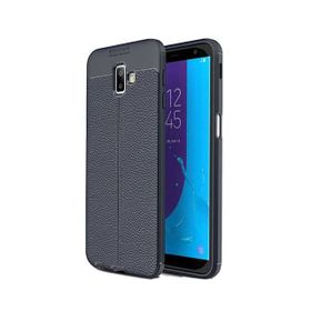Teleplus Samsung Galaxy J6 Deri Dokulu Lacivert Silikon Kılıf