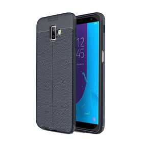 Teleplus Samsung Galaxy J6 Deri Dokulu Lacivert Silikon Kılıf