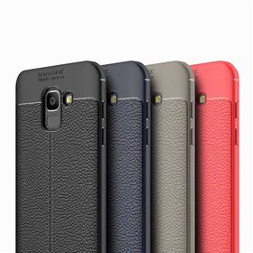 Teleplus Samsung Galaxy J6 Plus Deri Dokulu Siyah Silikon Kılıf
