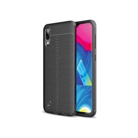 Teleplus Samsung Galaxy M10 Deri Dokulu Silikon Siyah Kılıf