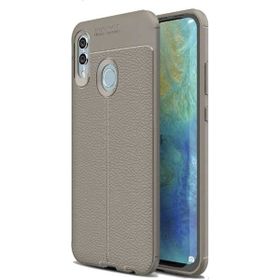Teleplus Samsung Galaxy M10S Deri Dokulu Gri Silikon Cep Telefonu Kılıf