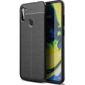 Teleplus Samsung Galaxy M11 Deri Dokulu Siyah Silikon Kılıf