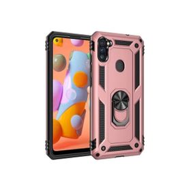 Teleplus Samsung Galaxy M11 Vega Yüzüklü Tank Kapak Siyah Kılıf