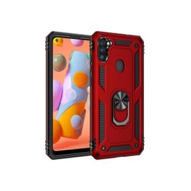 Teleplus Samsung Galaxy M11 Vega Yüzüklü Tank Kapak Siyah Kılıf