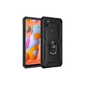 Teleplus Samsung Galaxy M11 Vega Yüzüklü Tank Kapak Siyah Kılıf