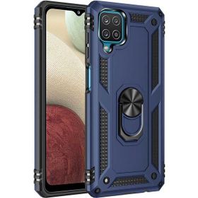 Teleplus Samsung Galaxy M12 Vega Yüzüklü Çift Katmanlı Tank Lacivert Silikon Cep Telefonu Kılıf