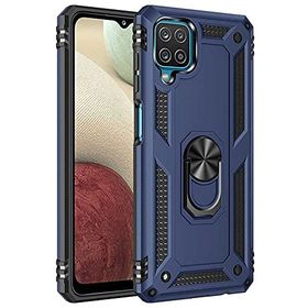 Teleplus Samsung Galaxy M12 Vega Yüzüklü Çift Katmanlı Tank Lacivert Silikon Cep Telefonu Kılıf