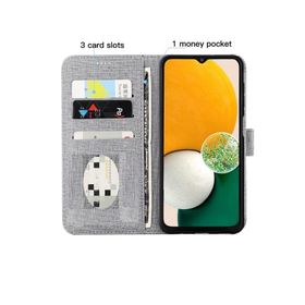 Teleplus Samsung Galaxy M22 Kumaş Standlı Kartlıklı Cüzdan Mor Kılıf