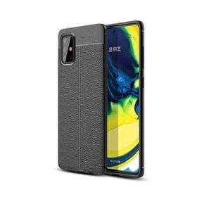 Teleplus Samsung Galaxy M31S Deri Dokulu Silikon Siyah Kılıf + Nano Ekran Koruyucu + Kamera Koruyucu