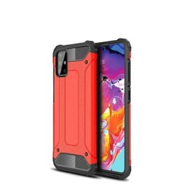 Teleplus Samsung Galaxy M31S Vega Yüzüklü Çift Katmanlı Tank Kapak Kırmızı + Nano Ekran Koruyucu Kılıf