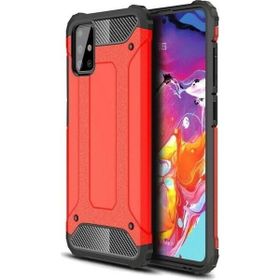 Teleplus Samsung Galaxy M31S Vega Yüzüklü Çift Katmanlı Tank Kapak Kırmızı + Nano Ekran Koruyucu Kılıf