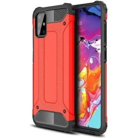Teleplus Samsung Galaxy M31S Vega Yüzüklü Çift Katmanlı Tank Kapak Kırmızı + Nano Ekran Koruyucu Kılıf
