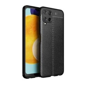 Teleplus Samsung Galaxy M32 4G Deri Dokulu Silikon Siyah Nano Ekran Koruyucu Kılıf