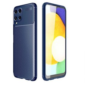 Teleplus Samsung Galaxy M32 4G Karbon Dokulu Silikon Lacivert Nano Ekran Koruyucu Kılıf