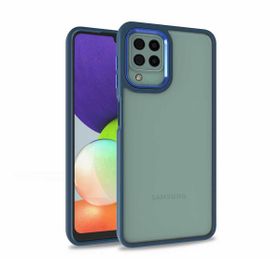 Teleplus Samsung Galaxy M32 4G Renkli Bumper Hybrid Flora Silikon Lacivert Kılıf