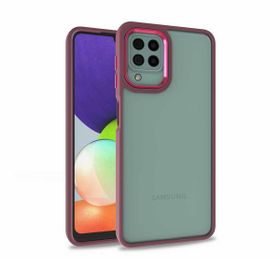 Teleplus Samsung Galaxy M32 4G Renkli Bumper Hybrid Flora Silikon Lacivert Kılıf