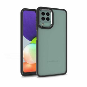 Teleplus Samsung Galaxy M32 4G Renkli Bumper Hybrid Flora Silikon Lacivert Kılıf