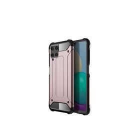 Teleplus Samsung Galaxy M32 4G Vega Yüzüklü Çift Katmanlı Tank Silikon Rose Gold Kılıf