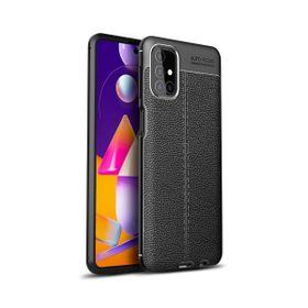 Teleplus Samsung Galaxy M51 Deri Dokulu Kırmızı Nano Ekran Koruyucu Silikon Cep Telefonu Kılıf