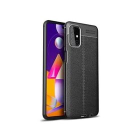 Teleplus Samsung Galaxy M51 Deri Dokulu Kırmızı Nano Ekran Koruyucu Silikon Cep Telefonu Kılıf