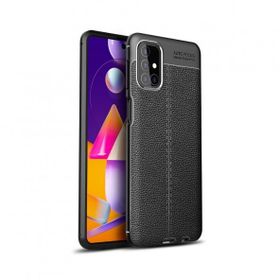 Teleplus Samsung Galaxy M51 Deri Dokulu Kırmızı Nano Ekran Koruyucu Silikon Cep Telefonu Kılıf