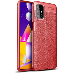 Teleplus Samsung Galaxy M51 Deri Dokulu Silikon Kırmızı Kılıf