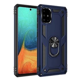 Teleplus Samsung Galaxy M51 Vega Yüzüklü Standlı Lacivert Tank Kapak Kılıf