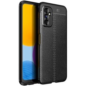 Teleplus Samsung Galaxy M52 5G Kamera Korumalı Deri Dokulu Silikon Siyah Kılıf