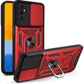 Teleplus Samsung Galaxy M52 5g Kamera Korumalı Yüzüklü Tank Pars Silikon Kırmızı Kılıf