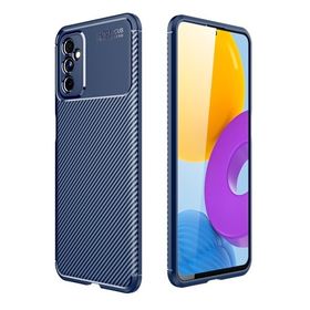 Teleplus Samsung Galaxy M52 5G Kılıf Kamera Korumalı Negro Karbon Silikon Lacivert + Tam Kapatan Ekran Koruyucu