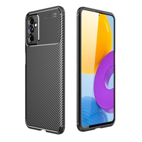 Teleplus Samsung Galaxy M52 5G Kılıf Kamera Korumalı Negro Karbon Silikon Lacivert + Tam Kapatan Ekran Koruyucu