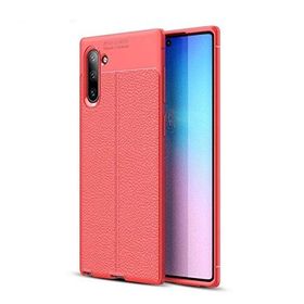 Teleplus Samsung Galaxy Note 10 Deri Dokulu Kırmızı Silikon Kılıf