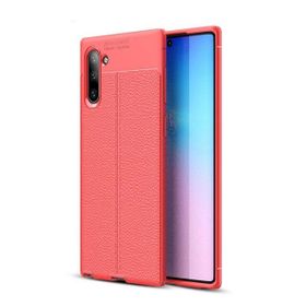 Teleplus Samsung Galaxy Note 10 Deri Dokulu Kırmızı Silikon Kılıf