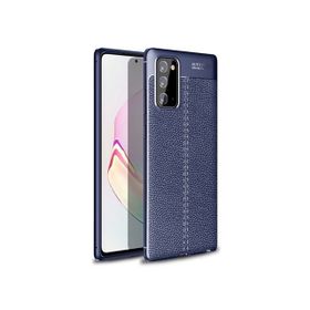 Teleplus Samsung Galaxy Note 20 Deri Dokulu Lacivert Silikon Cep Telefonu Kılıf